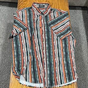 Ice Men's Striped Casual Button Down Shirt - Multicolor